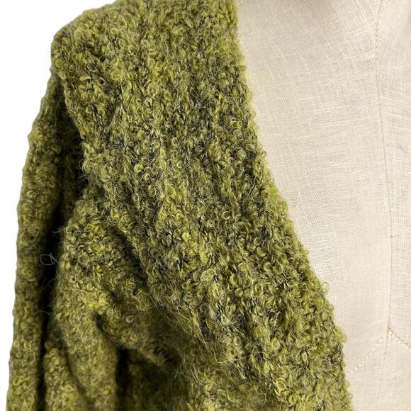 Tabask Alpaca Wool Green Fuzzy Handmade in PERU One Button Cardigan Sweater - Picture 3 of 6